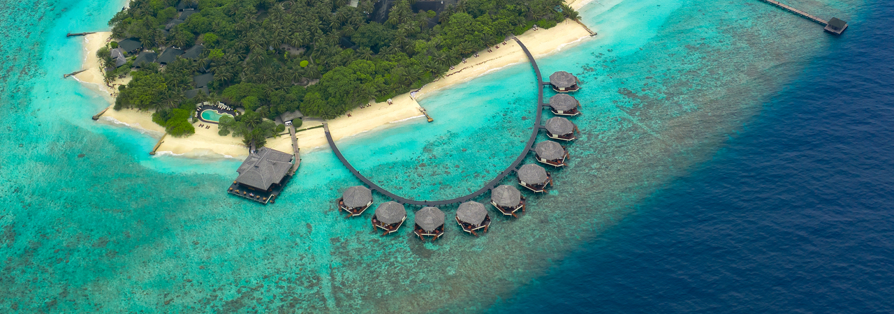 Adaaran Prestige Water Villas at Meedhupparu aerial 3