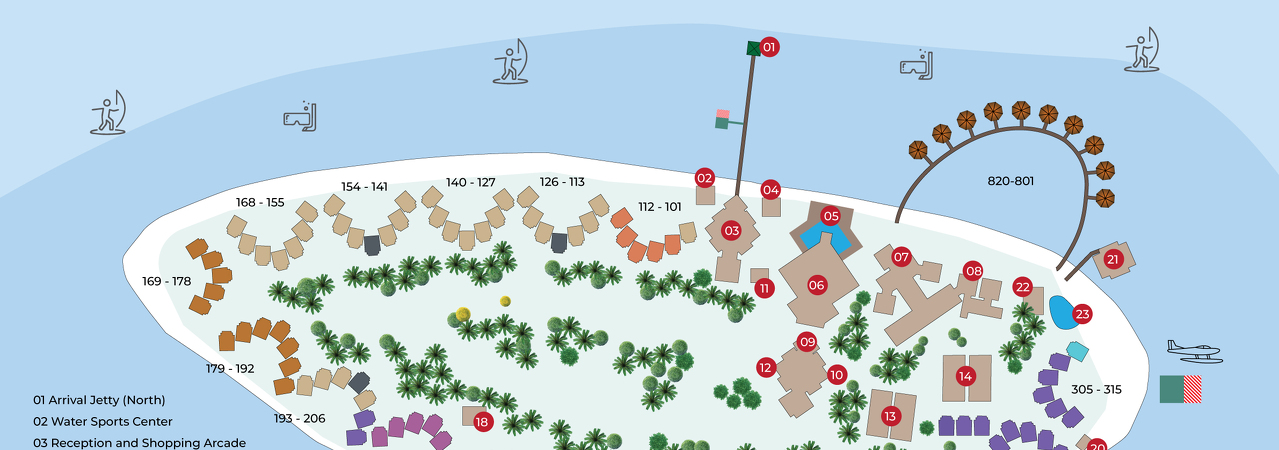 Adaaran Prestige Water Villas at Meedhupparu resort map