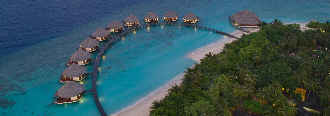 Adaaran Prestige Water Villas at Meedhupparu aerial 2