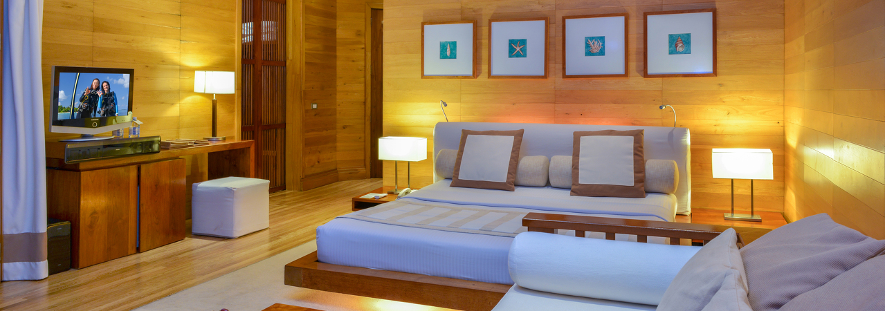 Adaaran Prestige Water Villas at Meedhupparu living room