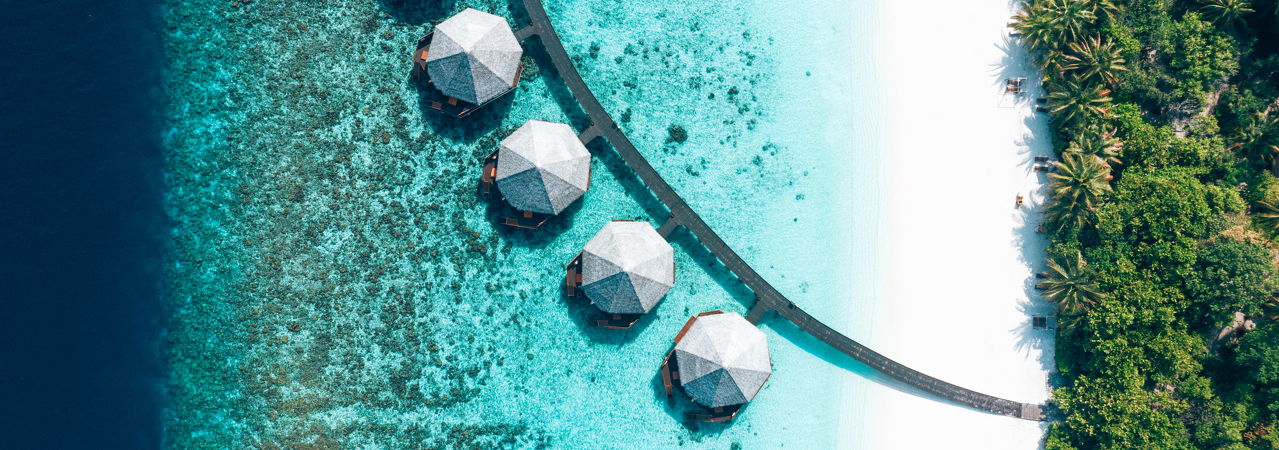 Adaaran Prestige Water Villas at Meedhupparu aerial