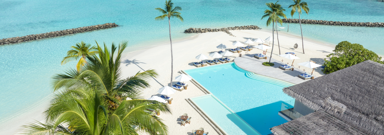 Baglioni Resort Maldives pool aerial