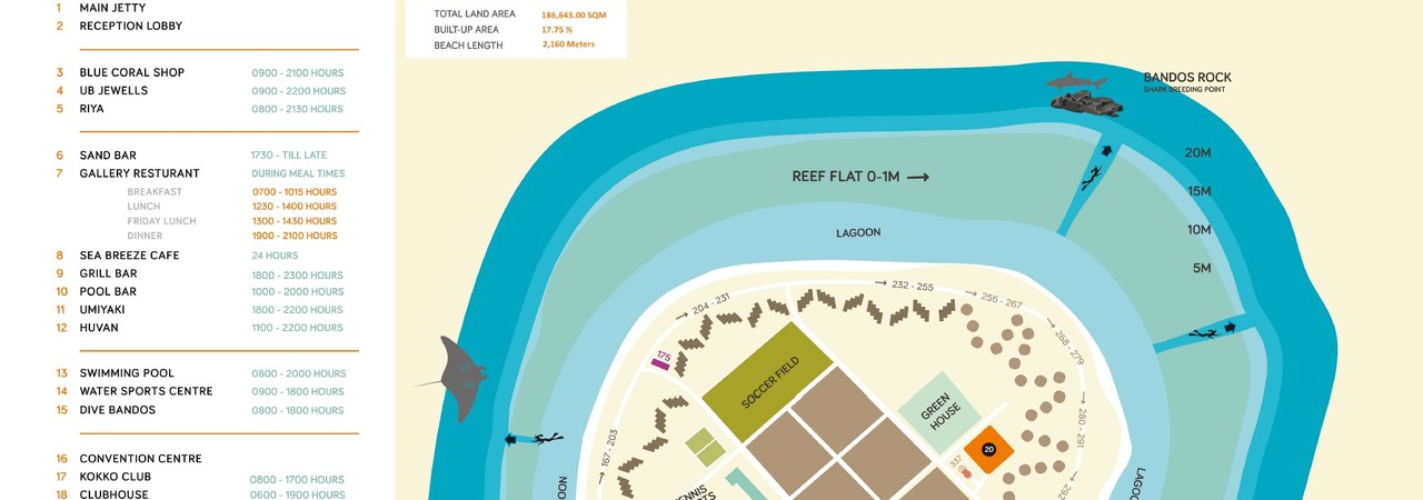 Bandos island resort and spa Island Map