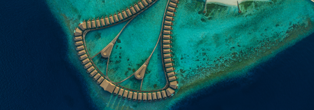 Cinnamon Velifushi water villas aerial
