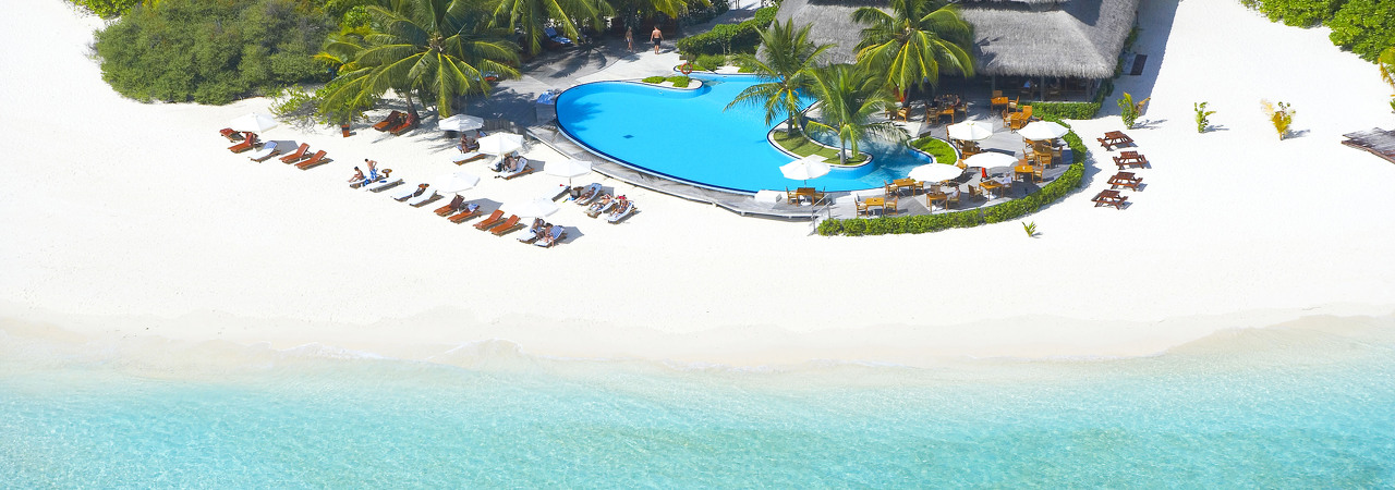 Filitheyo Island Resort Maldives pool aerial