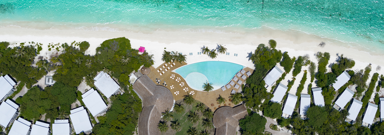 Ifuru Island Resort Maldives aerial pool