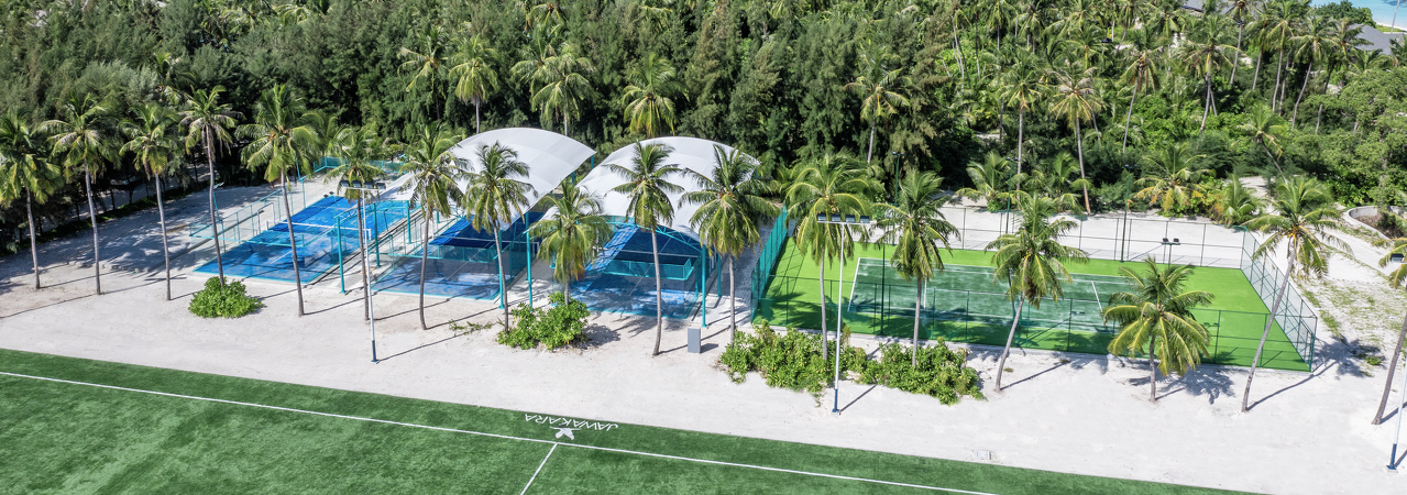Jawakara resort Maldives sports centre aerial tennis padel badminton