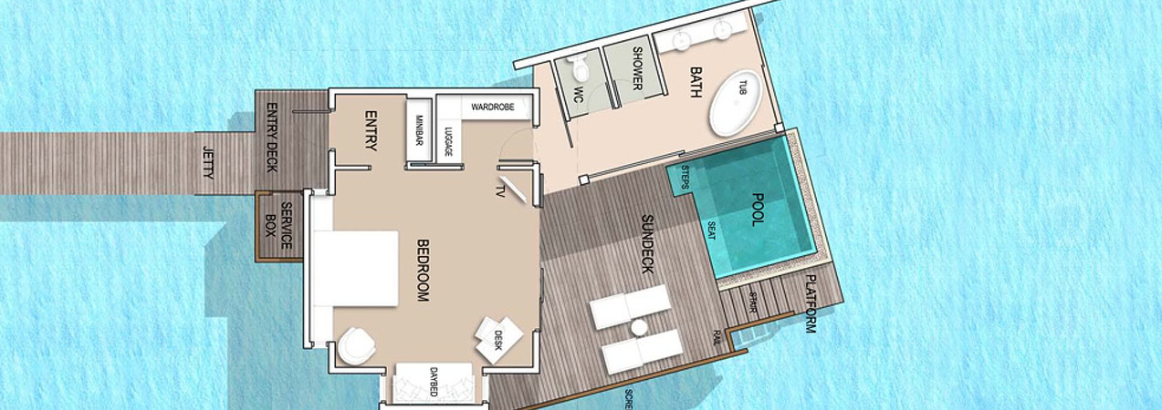 Kandolhu Maldives Ocean Pool Villa Floor Plan