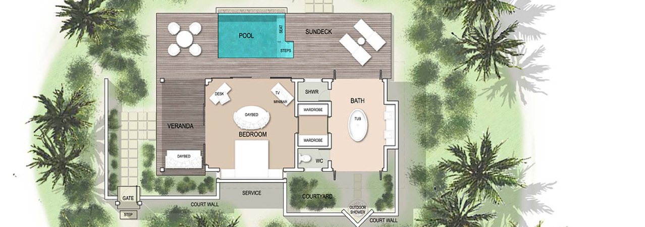 Kandolhu Maldives Pool Villa Floor Plan