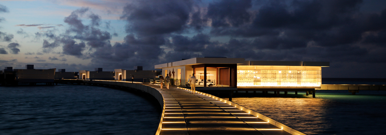 Riu Palace resort Maldives evening jetty