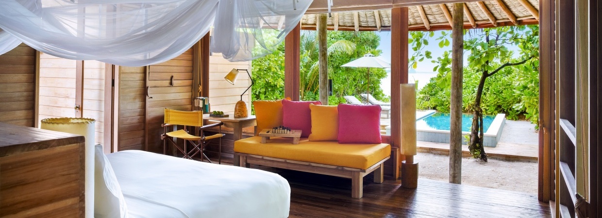 Six Senses Latitude Laamu Ocean Beach Villa with Pool Bedroom
