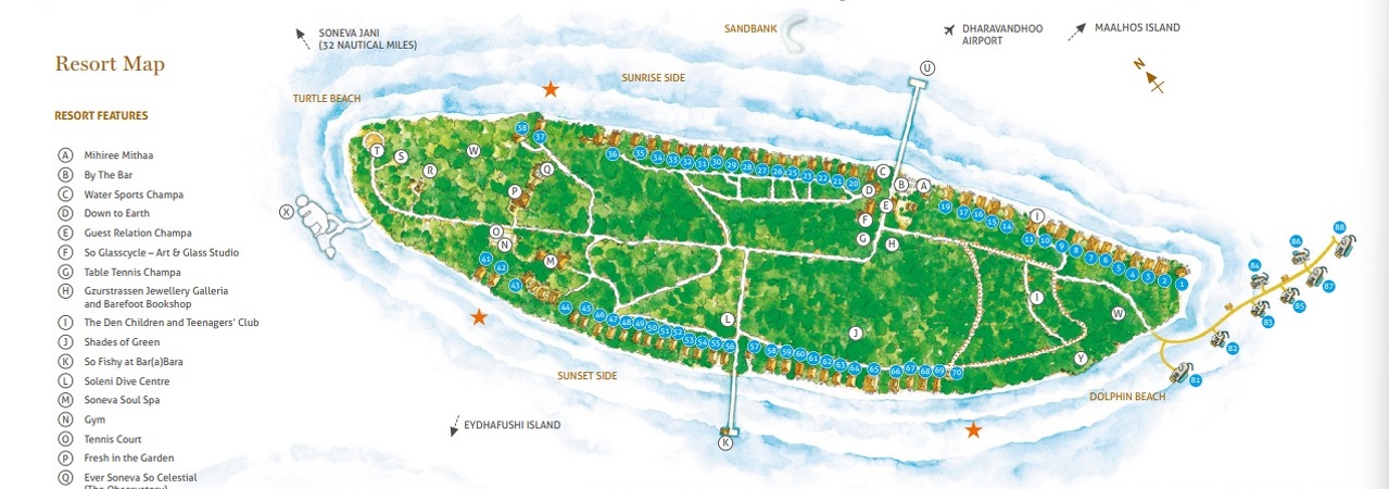 Soneva Fushi Maldives resort map