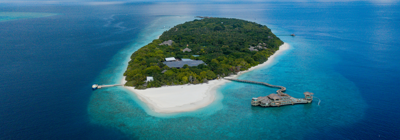 Soneva Fushi resort Maldives aerial