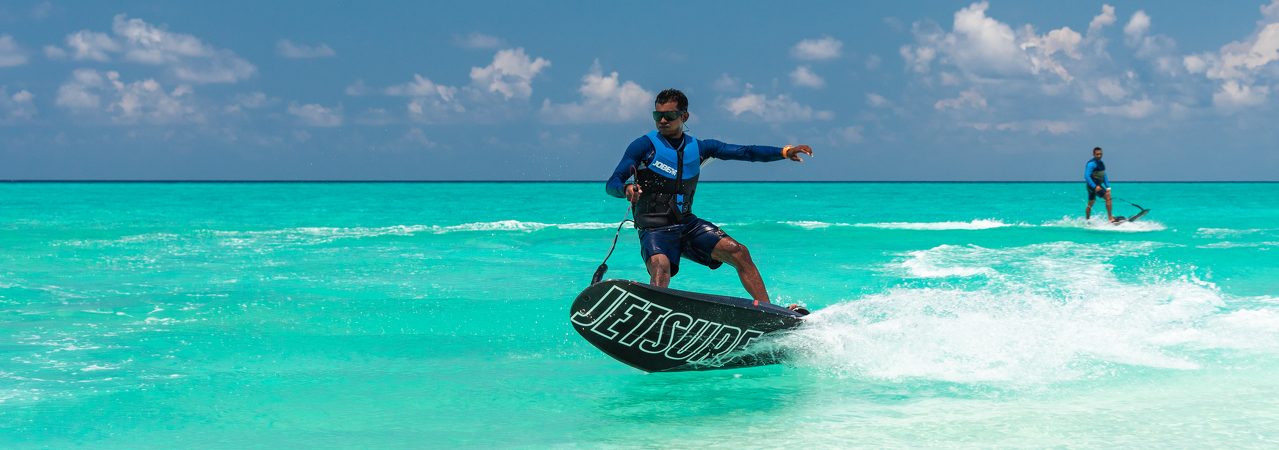 Velaa Private Island resort Maldives water sports 2 esurfing e surf board electric jetsurf