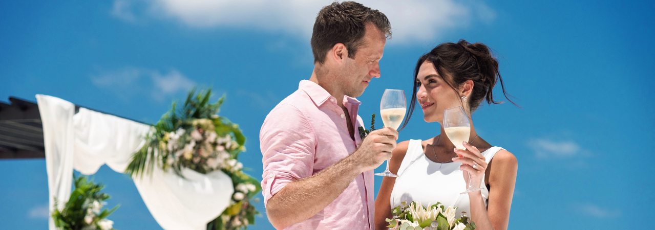 Velaa Private Island resort Maldives wedding vow renewal toast